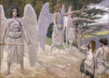 Adam och Eva Driven From Paradise - Tissot, James Jacques Joseph (1836-1902) - 1896-1902 - Gouache på papper - 22,6x31,7 - Jewish Museum, New York