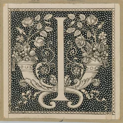 Stor bokstav I, illustration från Vår Herre Jesu Kristi liv (bläck på papper)