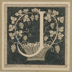 Stor bokstav J, illustration från Vår Herre Jesu Kristi liv (bläck på papper)