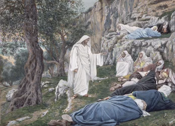 Kristus befaller sina lärjungar att vila, illustration till The Life of Christ, ca 1886-94 (wc & gouache på kartong)