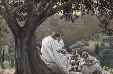 Kristus förutsäger templets förstörelse, illustration till The Life of Christ, c.1886-94 (wc & gouache på kartong)
