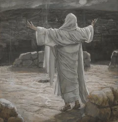 Christ Retreats to the Mountain at Night, illustration från The Life of Our Lord Jesus Christ, 1886-94 (wc över grafit på papper)
