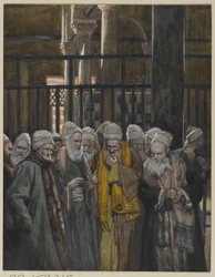 Judarnas konspiration, illustration från Vår Herre Jesu Kristi liv, 1886-94 (wc över grafit på papper)