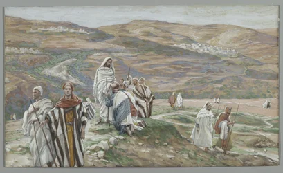 Han sände ut dem två och två, illustration från Vår Herre Jesu Kristi liv, 1886-96 (wc över grafit på papper)