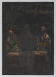 Han försvann ur deras syn, illustration från Vår Herre Jesu Kristi liv, 1886-94 (wc över grafit på papper)