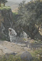 Han gick på väg till Efraim, illustration från Vår Herre Jesu Kristi liv, 1886-96 (wc över grafit på papper)