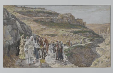 Jesus talar med sina lärjungar, illustration från Vår Herre Jesu Kristi liv, 1886-96 (wc över grafit på papper)