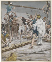 Jesus klädd av sig, illustration från Vår Herre Jesu Kristi liv, 1886-94 (wc över grafit på papper)