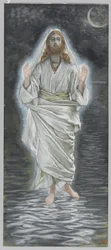 Jesus går på havet, illustration från Vår Herre Jesu Kristi liv (wc över grafit på papper)