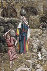 Jesus and His Mother at the Fountain, illustration till The Life of Christ, c.1886-94 (wc & gouache på kartong)