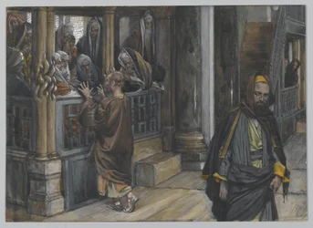 Judas går till Hitta judarna, illustration från Vår Herre Jesu Kristi liv, 1886-94 (wc över grafit på papper)