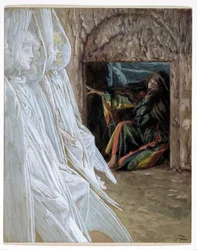 Mary Magdalene Questions the Angels in the Tomb, illustration till The Life of Christ, c.1886-94 (wc & gouache på kartong)