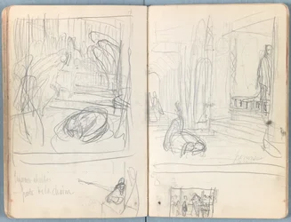 Sidor från ett album med Sketches for The Life of Our Lord Jesus Christ, sent 1880-tal (grafit och tvätt på papper)