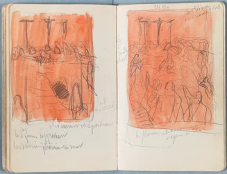 Sidor från ett album med Sketches for The Life of Our Lord Jesus Christ, sent 1880-tal (grafit och tvätt på papper)