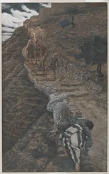 Sankt Peter och Sankt Johannes följer på avstånd, illustration från Vår Herre Jesu Kristi liv, 1886-94 (wc över grafit på papper)