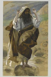 Sankt Thaddeus, illustration från Vår Herre Jesu Kristi liv (wc över grafit på papper)