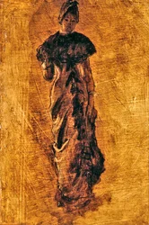 Studie för "Utländska besökare vid Louvren", ca 1880 (olja på panel)