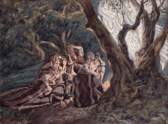 Änglarna och herdarna, illustration till The Life of Christ, ca 1886-94 (gouache på kartong)