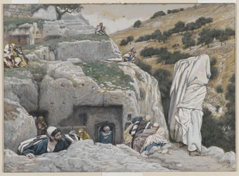 Apostlarnas gömställe, illustration från Vår Herre Jesu Kristi liv, 1886-94 (wc över grafit på papper)