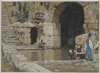 The Blind Man Washes in the Pool of Siloam, illustration från The Life of Our Lord Jesu Christ, 1886-96 (wc över grafit på papper)