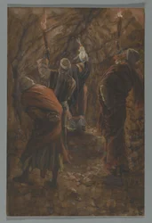 The Chasm in the Rock in the Cave Beneath Golgata, illustration från The Life of Our Lord Jesus Christ, 1886-94 (wc över grafit på papper)