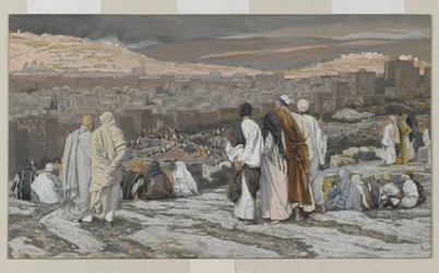 Lärjungarna som har lämnat sitt gömställe Watch from Agony in Agony, illustration från The Life of Our Lord Jesu Christ, 1886-94 (wc över grafit på papper)