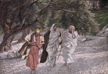 Lärjungarna på vägen till Emmaus, illustration till Kristi liv, omkring 1884-96