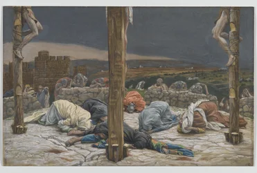 Jordbävningen, illustration från Vår Herre Jesu Kristi liv, 1886-94 (wc över grafit på papper)