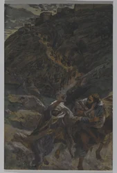 Apostlarnas flykt, illustration från Vår Herre Jesu Kristi liv, 1886-94 (wc över grafit på papper)