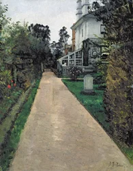 Konstnärens hus trädgård (olja på duk)