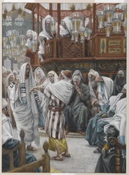 Mannen med den vissna handen, illustration från Vår Herre Jesu Kristi liv (wc över grafit på papper)