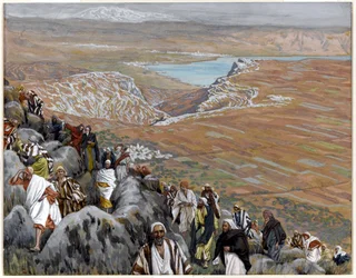 Folket söker Kristus för att göra honom till kung, illustration till The Life of Christ, c.1886-94 (wc & gouache på kartong)