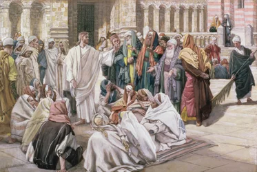 Fariséerna frågar Jesus, illustration till Kristi liv, omkring 1886-96