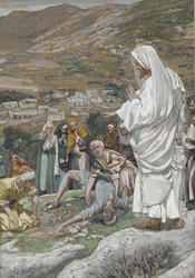 Den besatte pojken vid foten av berget Tabor, illustration från Vår Herre Jesu Kristi liv, 1886-96 (wc över grafit på papper)
