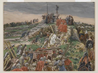 Processionen närmar sig Golgata, illustration från Vår Herre Jesu Kristi liv, 1886-94 (wc över grafit på papper)