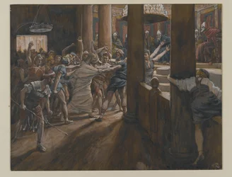 The Tribunal of Annas, illustration från The Life of Our Lord Jesu Christ, 1886-94 (wc över grafit på papper)