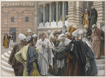 Tribute Money, illustration från The Life of Our Lord Jesus Christ, 1886-94 (wc över grafit på papper)