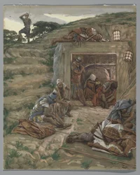 Vakten över graven, illustration från Vår Herre Jesu Kristi liv, 1886-94 (wc över grafit på papper)