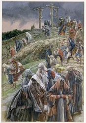 Människorna, som såg det som gjordes, slog sina bröst, illustration till The Life of Christ, c.1886-96 (gouache på kartong)