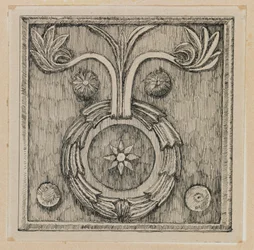 Krans i basrelief i moskén i El-Aksa, illustration från Vår Herre Jesu Kristi liv (bläck på papper)
