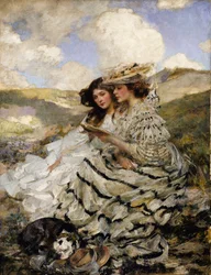 På sanddynerna Lady Shannon och Kitty, ca. 1900-1910.