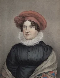 Mrs Ellen Sharples (pastell på grått papper)
