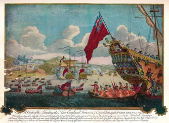 Landstigningen av trupper från New England på ön Cape Breton för att attackera Louisbourg, 1747