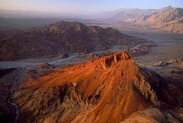 Området Al Jabal al Akhdar, Nakhl till Jabal ash Sham, Oman. Flygfoto. OMAN, ARABISKA HALVÖN.