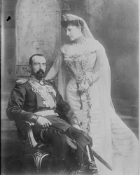 Storhertig Michael Mikhailovich av Ryssland och hans hustru grevinnan Sophie de Torby, 1902