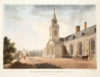 Old Soldiers Hospital, Kilmainham, Dublin, 1794 (handkolorerat gravyr)