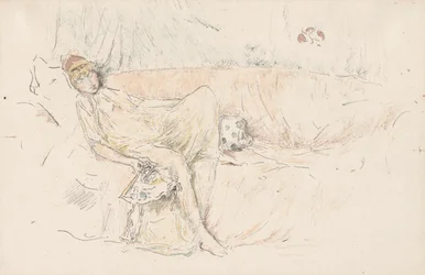 Draperad figur, liggande