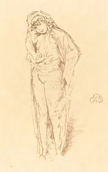 Draperad figur, stående