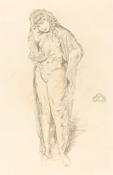 Draperad figur, stående