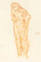 Draperad figur, stående